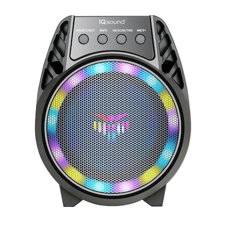 Super Sonic Supersonic  4' Bluetooth TWS Party Speaker with Colorful LED Light Show  Black IQ-1804BT